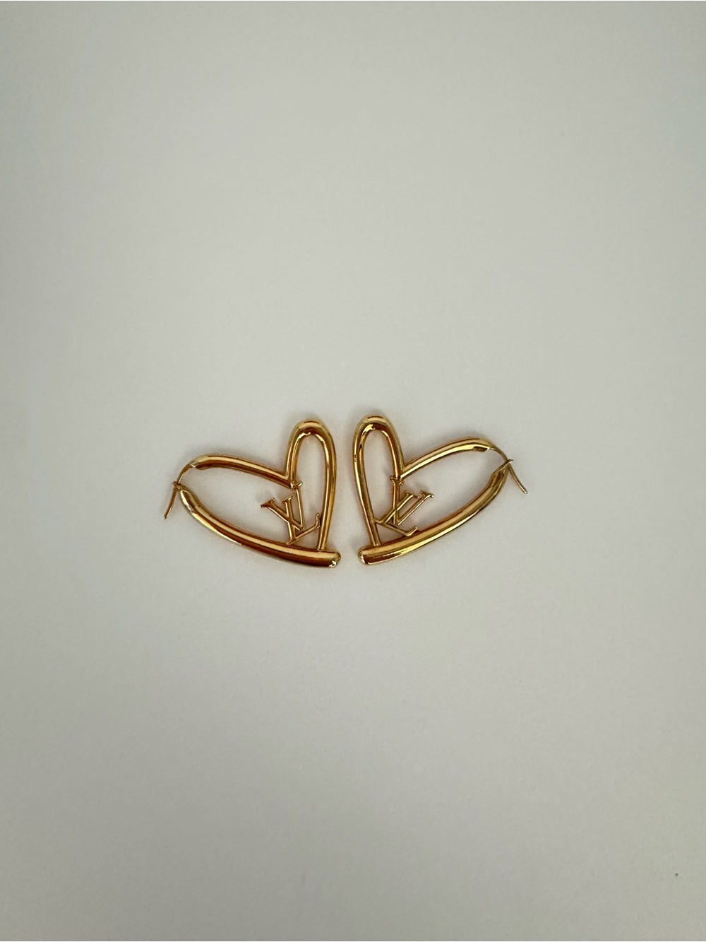 Louis Vuitton Gold Heart Hoop Earrings